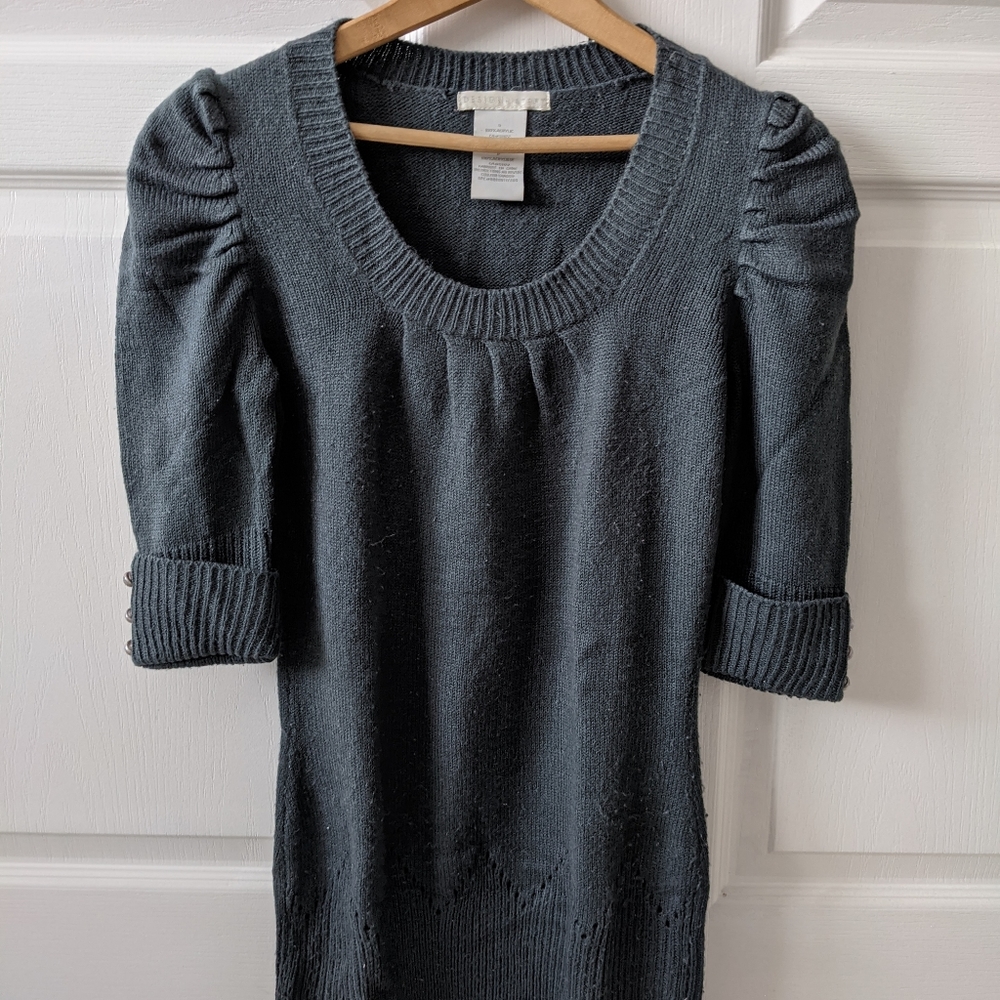 Grey ruched sleeve sweater